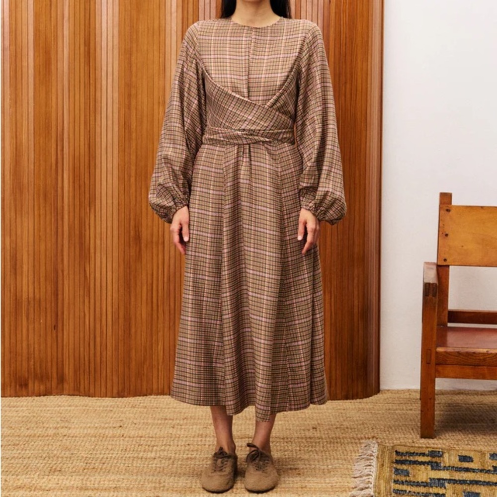 Apollinaire Plaid Wrap front Dress